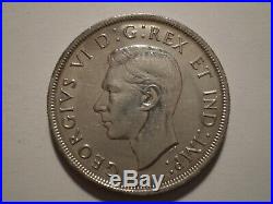 9SAH2 Canada George VI 1947 Maple Leaf silver dollar. Key date. Very scarce