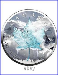 AVALANCHE Natural Disasters Maple Leaf 1 Oz Silver oin 5$ Canada 2024