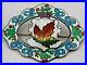 Antique Sterling Silver Brooch Pin Crown Maple Leaf Enamel C Clasp 1800's