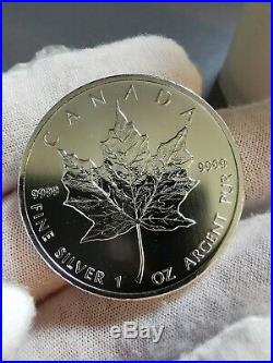 BU 25x 1oz Silver coins 2013 Canadian Maple Leaf Full Tube. 9999 Key Date