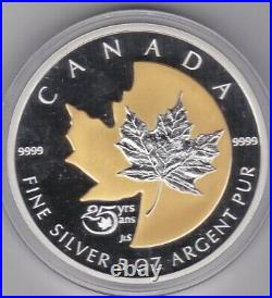 Boxed 2013 Canada Silver 25th Anniversary Of The Maple Leaf $50 Coin + Cert
