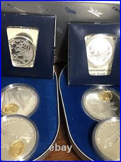 Bulk Lot Canada Aviation Gilded $20 & 2011 Maple Leaf Silver Coins Total 12pc