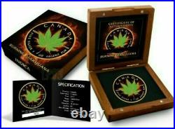 Burning Marijuana Maple Leaf 1 oz Silver Coin 5 $ Canada 2017