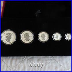 CANADA 2014 FRACTIONAL 5 COIN. 9999 FINE SILVER PROOF MAPLE LEAF SET complete