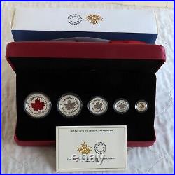 CANADA 2015 FRACTIONAL 5 COIN. 9999 FINE SILVER PROOF MAPLE LEAF SET complete