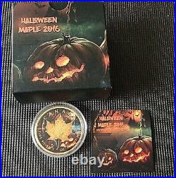 CANADA 2016 HALLOWEEN MAPLE LEAF. 9999 24K Gold Silver Coin