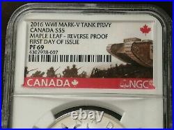 CANADA 2016 Silver Maple Leaf with Mark V Tank Privy Mark (NGC PF69 FDOI)