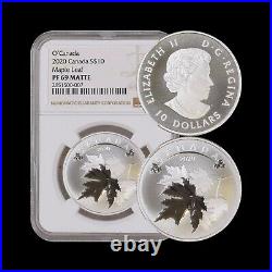 CANADA. 2020, 10 Dollars, Silver NGC PF69 Maple Leaves, O' Canada! Matte