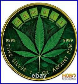 CANNABIS Maple Leaf 1 Oz Silver Coin 5$ Canada 2021