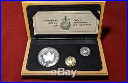 Canada 1979-1989 Proof Commemorative Maple Leaf Gold Silver Platinum 3-Coin Set