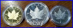 Canada 1989 1 oz Maple Leaf Set Gold/Silver/Platinum 99.99% & 99.95%