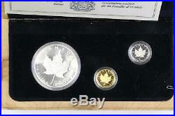 Canada 1989 Commerative Maple Leaf Issue Set Gold, Silver, Platinum coins