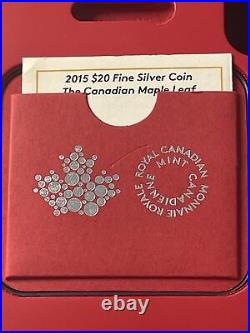 Canada $20 2015 Maple Leaf Fine Silver Coin In Maple Leaf Display Case