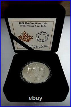 Canada $20 Dollars Super Incuse Silver Maple Leaf Coin in High Depth, 2021