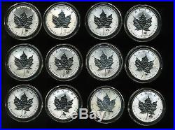 Canada 2004 1 oz Silver Maple Leaf Zodiac Privy Mark Reverse Proof Set of 12