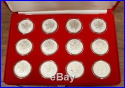 Canada 2004 Silver Maple Leaf Zodiac Privy 12 Coin Set in Red Presentation Box