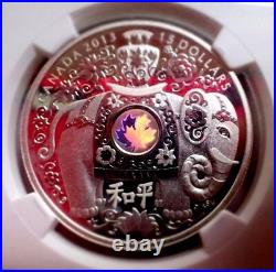 Canada 2013 $15 Maple Of Peace Elephant Proof Hologram Ngc Pf70 Uc Silver Coin