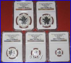 Canada 2013 25th Anniversary Reverse Proof Maple Leaf Set Ngc Pf70 Fractional