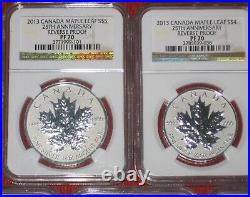 Canada 2013 25th Anniversary Reverse Proof Maple Leaf Set Ngc Pf70 Fractional