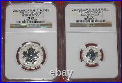 Canada 2013 25th Anniversary Reverse Proof Maple Leaf Set Ngc Pf70 Fractional