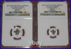 Canada 2013 25th Anniversary Reverse Proof Maple Leaf Set Ngc Pf70 Fractional