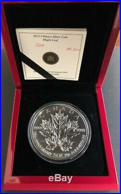 Canada 2013, 5 OZ Fine Silver Coin 25TH ANNIVERSARY OF SILVER MAPLE LEAF