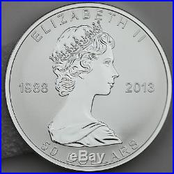 Canada 2013 Maple Leaf 5 oz. $50 Pure Silver Reverse Proof 25th Anniversary