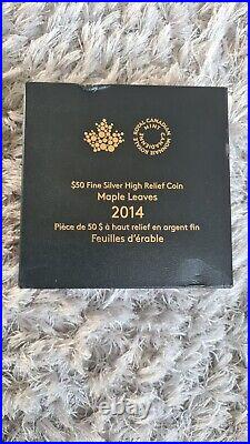 Canada 2014 Maple Leaf $50 999 Silver Proof High Relief 5oz Coin Box