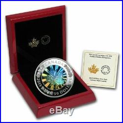 Canada 2015 $50 MAPLE LEAF Hologram 5oz Silver Lustrous Maple Leaves COMPLETE