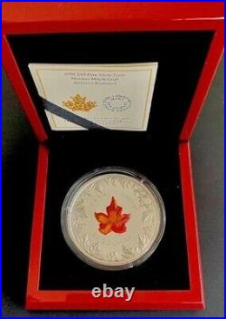 Canada 2016, 5 Oz. $50 Fine Silver Coin MURANO MAPLE LEAF AUTUMN RADIANCE 3D