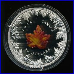 Canada 2016 $50 5 oz Fine Silver Murano Maple Leaf Autumn Radiance