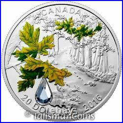 Canada 2016 Jewel Rain Bigleaf Swarovski Crystal Raindrop $20 Silver Maple Leaf