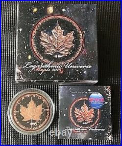 Canada 2016 Logarithmic Universe 1oz Silver Maple BU. 9999 Rose Gold Gilded