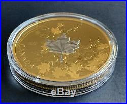 Canada 2017, 3 oz. $50 Reverse Gold-Plated Pure Silver Coin-Whispering Maple Leaf