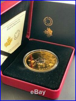 Canada 2017, 3 oz. $50 Reverse Gold-Plated Pure Silver Coin-Whispering Maple Leaf