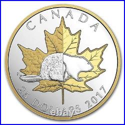 Canada 2017 Timeless Icons Beaver Maple Leaf High Relief Piedfort $25 Silver Prf