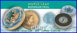 Canada 2019 $5 Maple Leaf Bejeweled FROG 1 oz Silver Coin