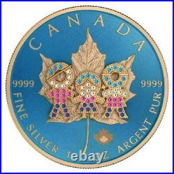 Canada 2019 $5 Maple Leaf Family Day 1 Oz Bejeweled 999 Silver Coin