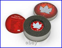 Canada 2019 $5 Maple Leaf Space RED 1 Oz 999 Silver Coin with Real OPAL Stone