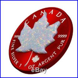 Canada 2019 5$ Maple Leaf Space RED 1oz Silver Coin with Real OPAL Stone