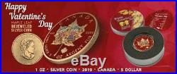 Canada 2019 5$ Maple Leaf Valentine's Day 1 Oz Bejeweled Silver Coin 500pcs