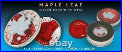 Canada 2020 5$ Maple Leaf Metallic & White Opal 1 Oz Silver Coin