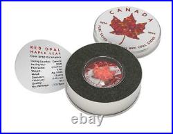 Canada 2020 5$ Maple Leaf RED Opal 1 Oz Silver Coin with Real OPAL Stone