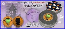 Canada 2022 $5 Maple Leaf HALLOWEEN Frankenstein 1 Oz Silver Coin with Polymer