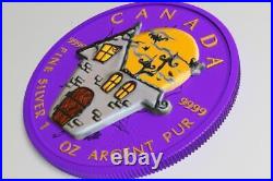 Canada 2022 $5 Maple Leaf HALLOWN House 1 Oz Silver Coin with Polymer