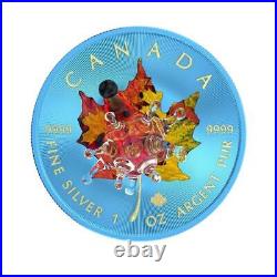 Canada 2022 $5 Maple Leaf Murano Glass Series Hedgehog 1 Oz Silver Coin
