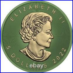 Canada 2022 $5 Maple Leaf Murano Glass Series Ladybug 1 Oz Silver Coin