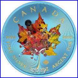 Canada 2022 5$ Maple Leaf Murano glass Series Hedgehog 1 Oz Silver Coin