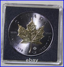 Canada 5 Dollar 2015 Silver 1 OZ F #6414 Maple Leaf Gold Black