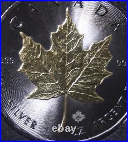 Canada 5 Dollar 2015 Silver 1 OZ F #6414 Maple Leaf Gold Black